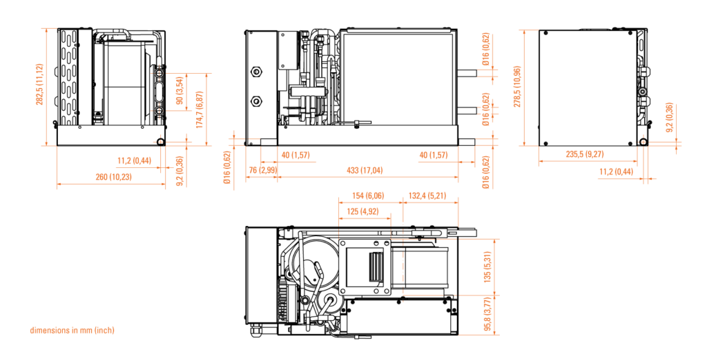 Measurements of Self Contained units 7.000/10.000 BTU/h